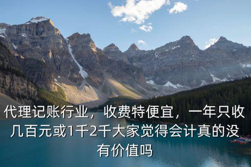 代理記賬行業(yè)，收費(fèi)特便宜，一年只收幾百元或1千2千大家覺得會計真的沒有價值嗎