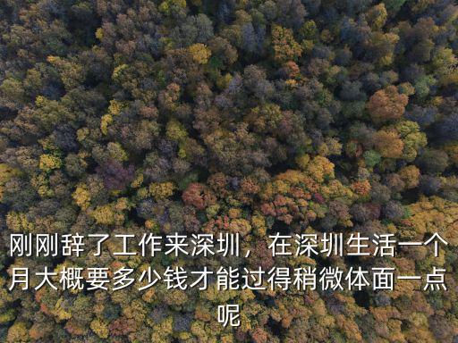 剛剛辭了工作來深圳，在深圳生活一個月大概要多少錢才能過得稍微體面一點呢