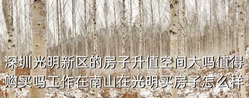 深圳光明新區的房子升值空間大嗎值得購買嗎工作在南山在光明買房子怎么樣