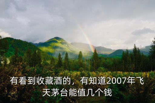 有看到收藏酒的，有知道2007年飛天茅臺能值幾個錢