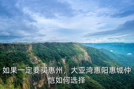 如果一定要買惠州，大亞灣惠陽惠城仲愷如何選擇