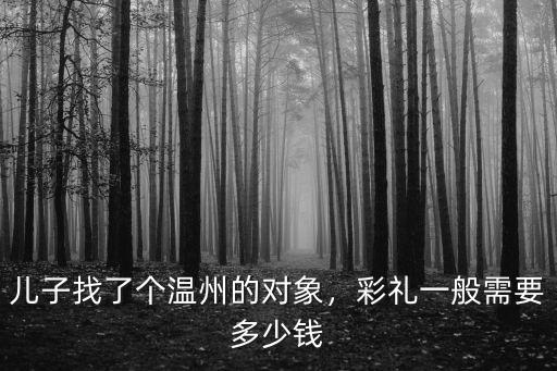 兒子找了個溫州的對象，彩禮一般需要多少錢