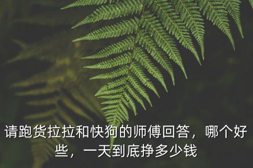 請跑貨拉拉和快狗的師傅回答，哪個好些，一天到底掙多少錢