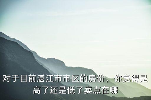 湛江市區哪里的房價低,對于目前湛江市市區的房價