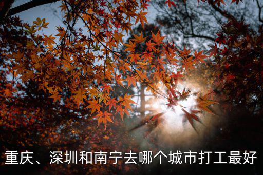 重慶、深圳和南寧去哪個城市打工最好