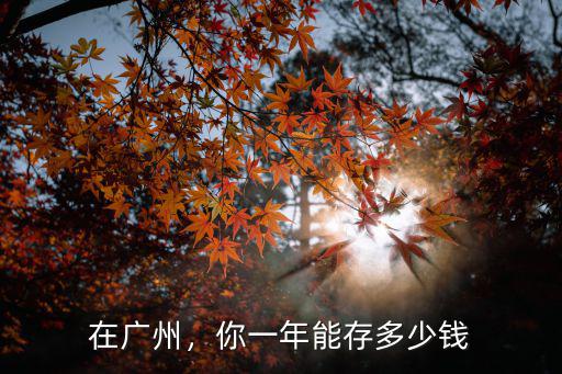 在廣州，你一年能存多少錢