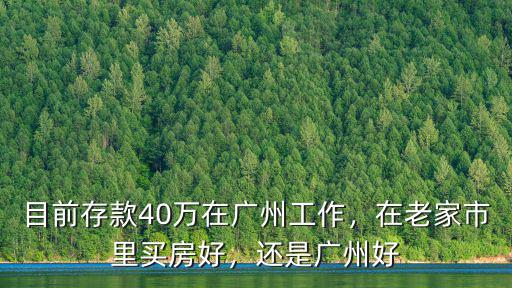 目前存款40萬在廣州工作，在老家市里買房好，還是廣州好