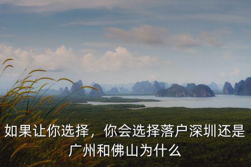 如果讓你選擇，你會選擇落戶深圳還是廣州和佛山為什么