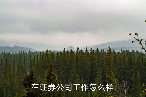 在證券公司工作怎么樣
