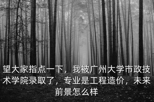 望大家指點一下，我被廣州大學市政技術學院錄取了，專業(yè)是工程造價，未來前景怎么樣