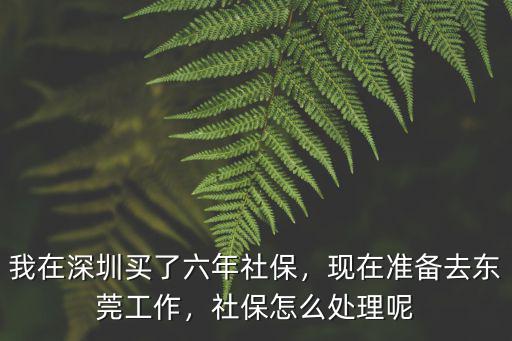 東莞工作深圳社保怎么辦,我在深圳買了六年社保