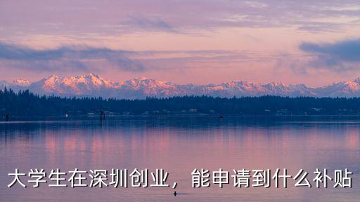 大學生在深圳創業，能申請到什么補貼