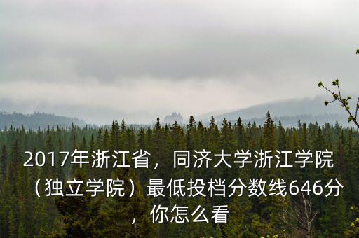 2017年浙江省，同濟大學浙江學院（獨立學院）最低投檔分數線646分，你怎么看