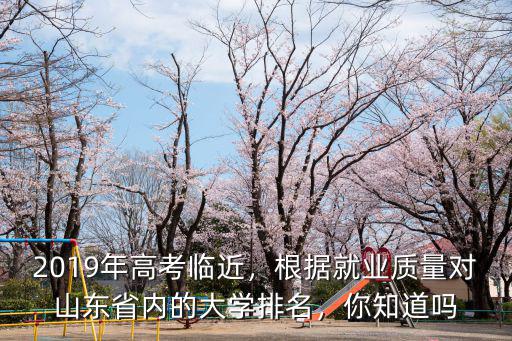 2019年高考臨近，根據就業質量對山東省內的大學排名，你知道嗎