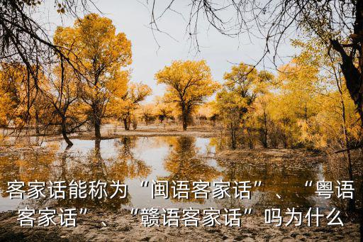 客家話能稱為“閩語客家話”、“粵語客家話”、“贛語客家話”嗎為什么
