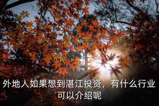 湛江外地人怎么樣,外地人如果想到湛江投資