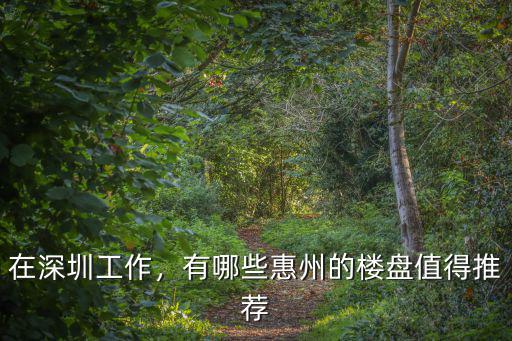 在深圳工作，有哪些惠州的樓盤值得推薦