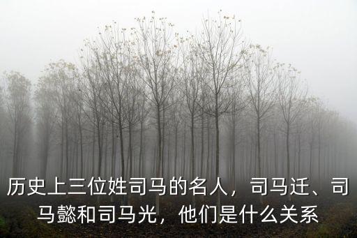 歷史上三位姓司馬的名人，司馬遷、司馬懿和司馬光，他們是什么關系