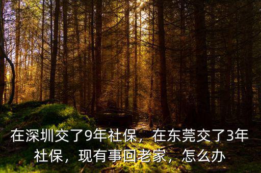 在深圳交了9年社保，在東莞交了3年社保，現有事回老家，怎么辦