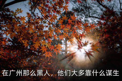在廣州那么黑人，他們大多靠什么謀生
