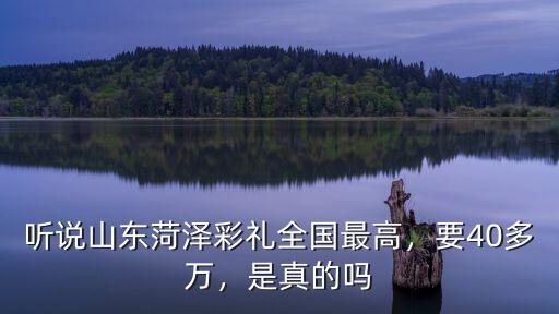 聽說山東菏澤彩禮全國最高，要40多萬，是真的嗎