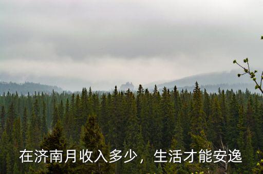 在濟南月收入多少，生活才能安逸
