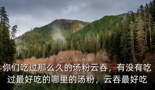 廣州湯粉哪里好吃的,有沒有吃過最好吃的