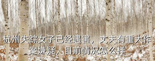 杭州失蹤女子丈夫多少歲,丈夫有重大作案嫌疑