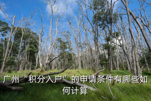 廣州“積分入戶”的申請條件有哪些如何計算