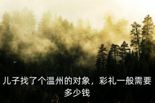 兒子找了個溫州的對象，彩禮一般需要多少錢