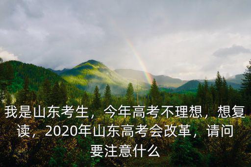 我是山東考生，今年高考不理想，想復讀，2020年山東高考會改革，請問要注意什么