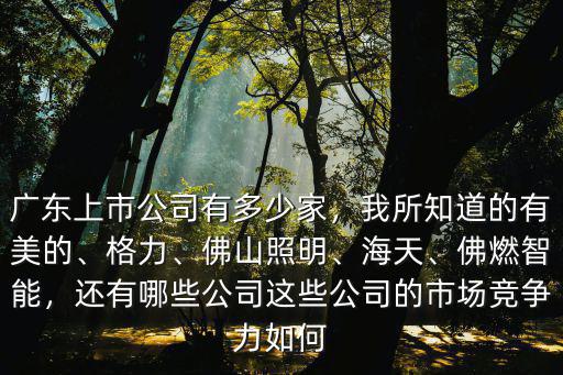 廣東上市公司有多少家，我所知道的有美的、格力、佛山照明、海天、佛燃智能，還有哪些公司這些公司的市場競爭力如何