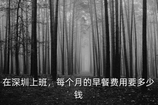 在深圳上班，每個月的早餐費(fèi)用要多少錢