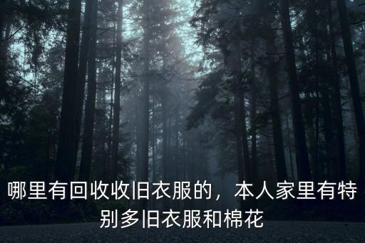 哪里有回收收舊衣服的，本人家里有特別多舊衣服和棉花