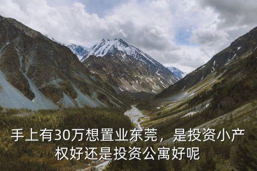 東莞哪里的公寓30多萬,手上有30萬想置業東莞