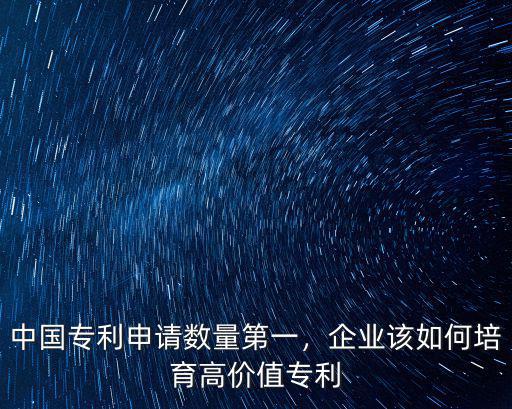 中國專利申請數量第一，企業該如何培育高價值專利
