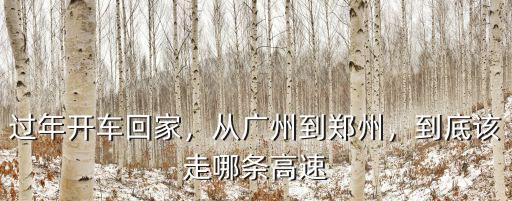 過年開車回家，從廣州到鄭州，到底該走哪條高速