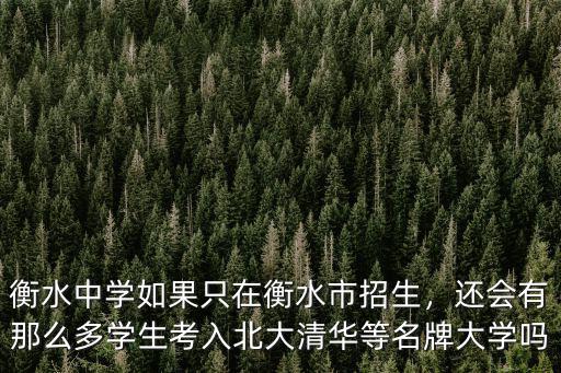 衡水中學有多少中山大學,河北省的衡水中學全國聞名