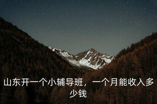 山東開一個小輔導班，一個月能收入多少錢