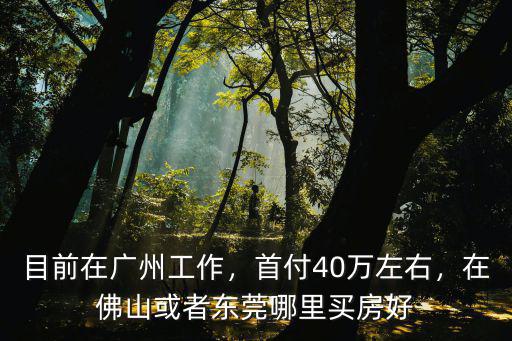 目前在廣州工作，首付40萬左右，在佛山或者東莞哪里買房好