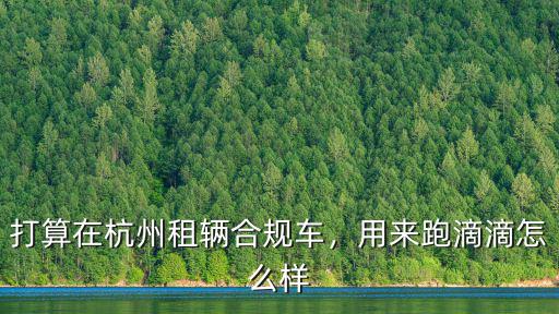 打算在杭州租輛合規車，用來跑滴滴怎么樣
