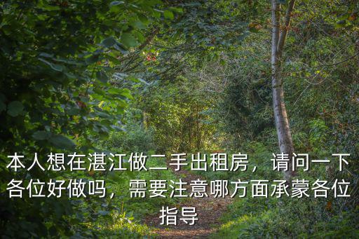 湛江出租房哪里多,本人想在湛江做二手出租房