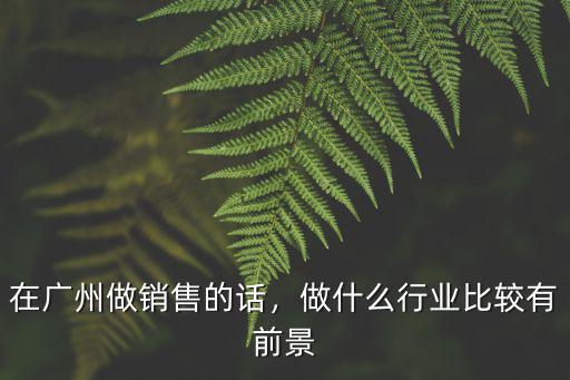 在廣州做銷售的話，做什么行業比較有前景