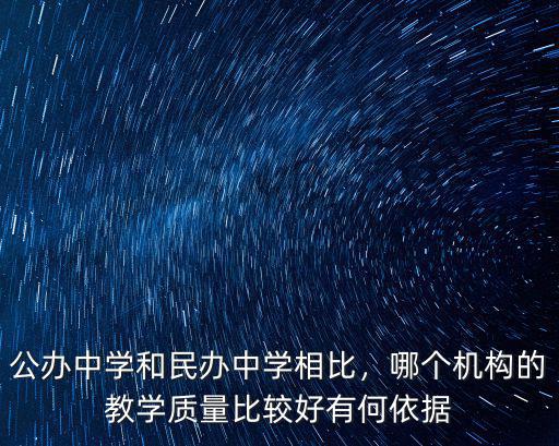 公辦中學和民辦中學相比，哪個機構的教學質量比較好有何依據