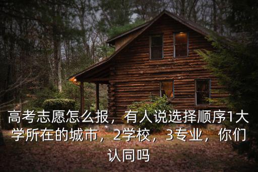 高考志愿怎么報，有人說選擇順序1大學所在的城市，2學校，3專業，你們認同嗎