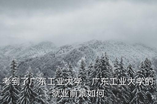 考到了廣東工業大學，廣東工業大學的就業前景如何