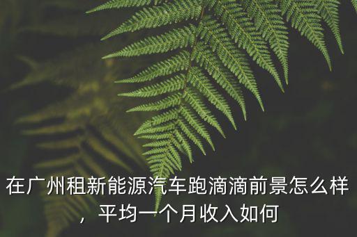 在廣州租新能源汽車(chē)跑滴滴前景怎么樣，平均一個(gè)月收入如何