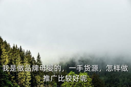 我是做品牌母嬰的，一手貨源，怎樣做推廣比較好呢
