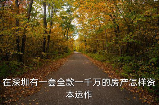 在深圳有一套全款一千萬的房產怎樣資本運作