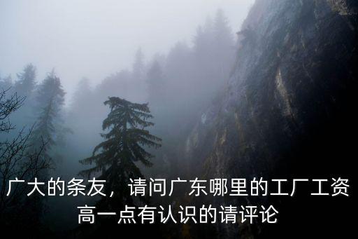 廣大的條友，請(qǐng)問(wèn)廣東哪里的工廠工資高一點(diǎn)有認(rèn)識(shí)的請(qǐng)?jiān)u論